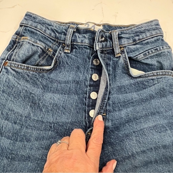 We The Free Lasso High Rise Button Fly Straight Leg Jeans 24 - Picture 7 of 14